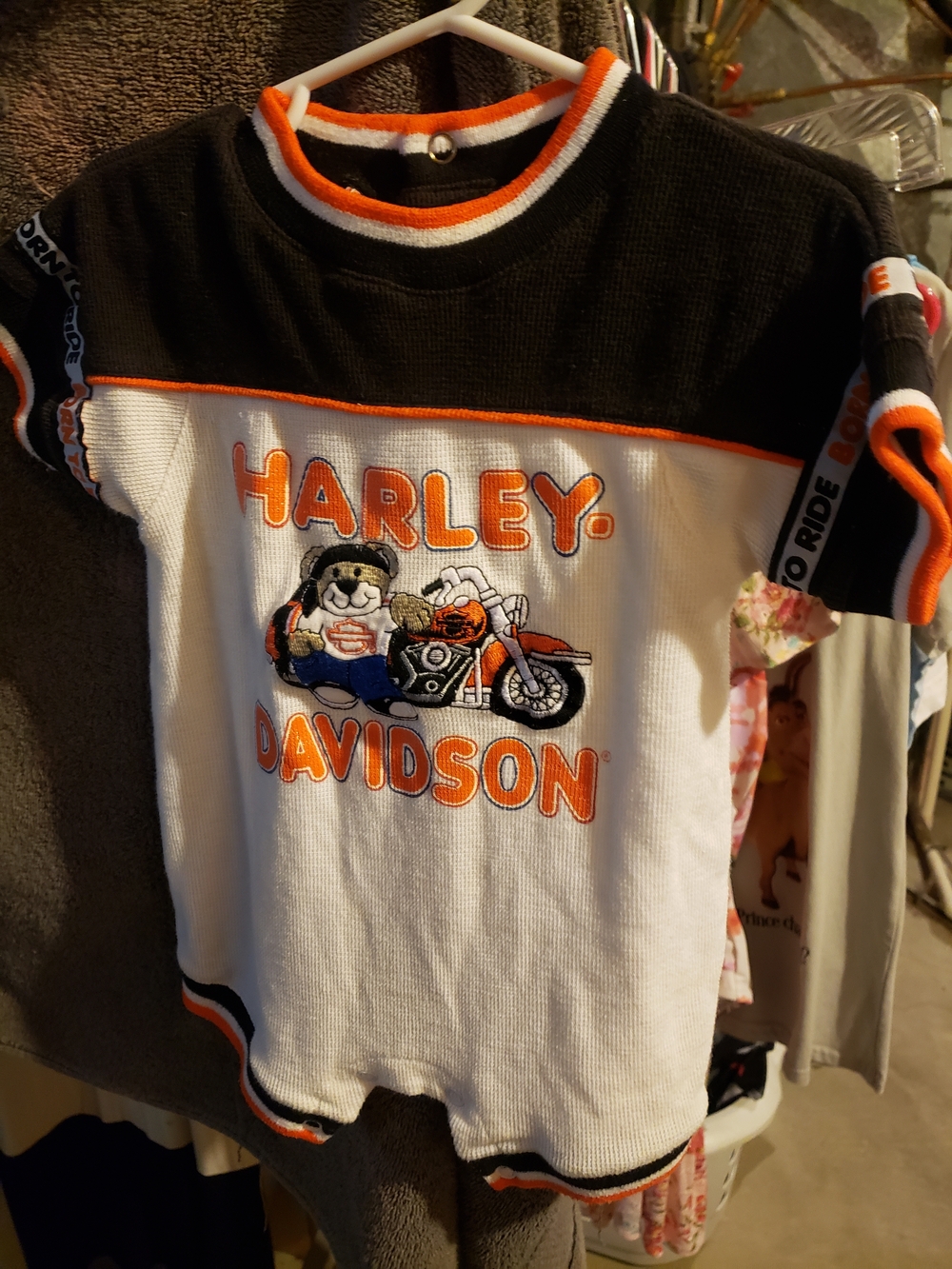 Harley-Davidson Kids Tee in White, Black & Orange with Motorcycle Patch